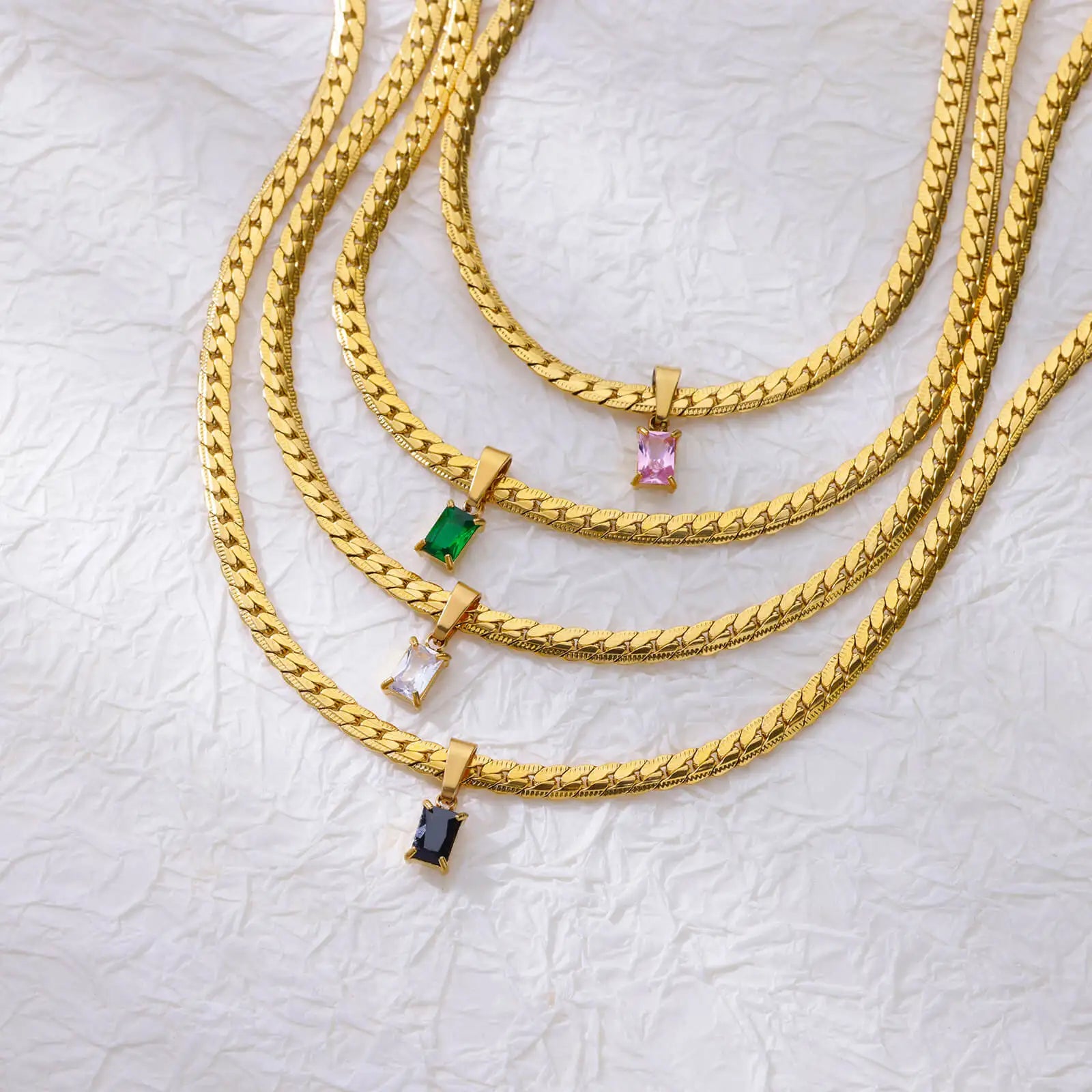 Johanna Vinatge Zircon Chain / 18K Gold Plated - Nina Kane Jewellery