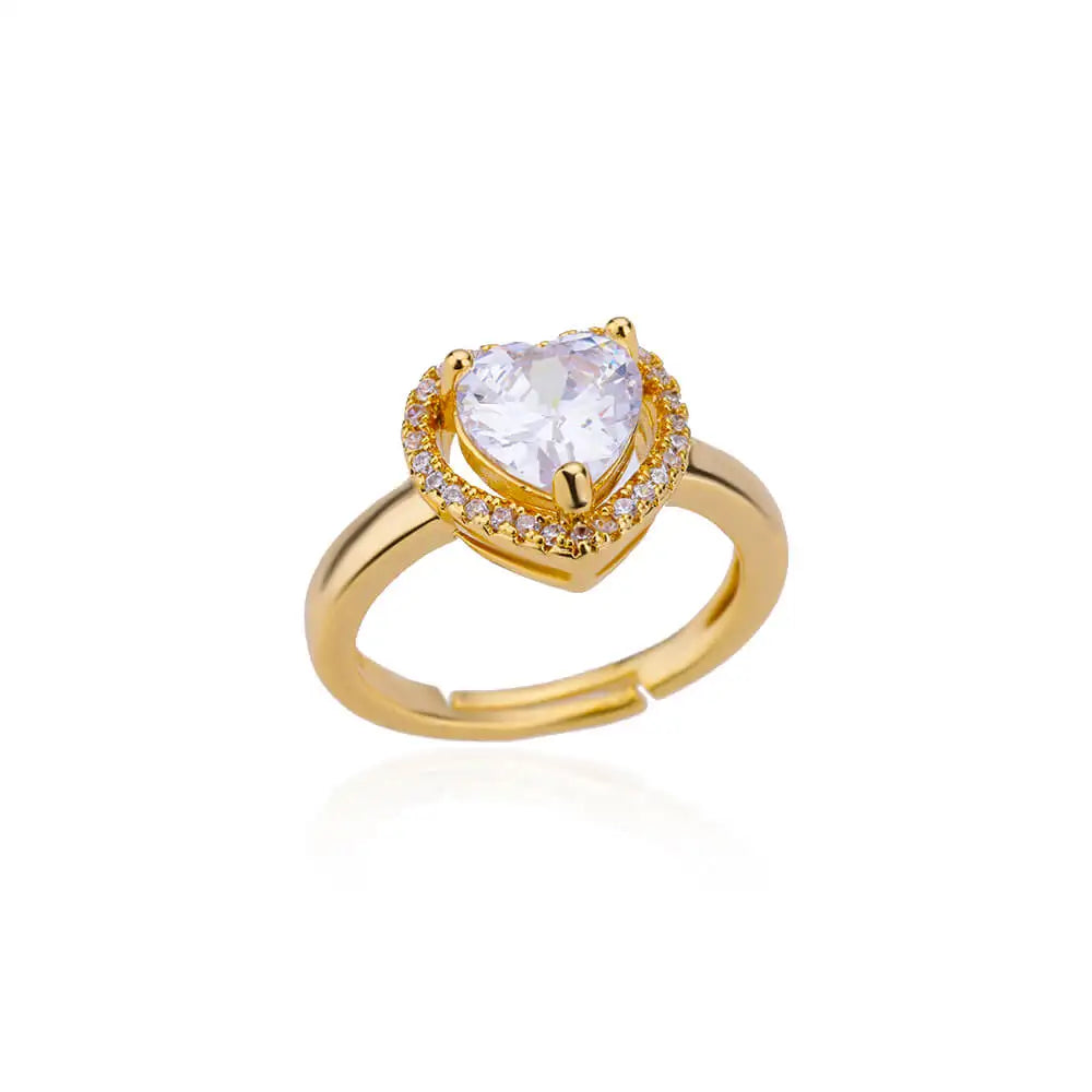 Paloma Zircon Heart Rings / Stainless Steel - Nina Kane Jewellery