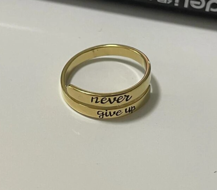 Shannon "Never Give Up" Rings / Stainless Steel - Nina Kane Jewellery