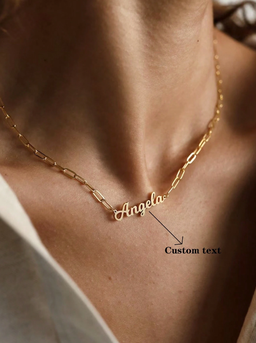 Ingrid Paperclip Chain Personalised Necklace / 18K Gold Plated - Nina Kane Jewellery