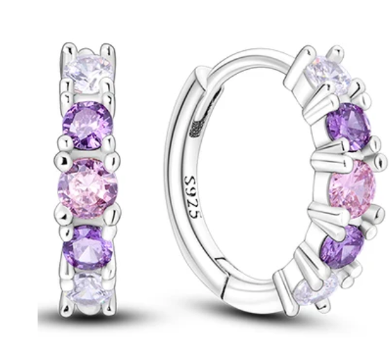 Toscana Pink & Purple Hoops / 925 Sterling Silver - Nina Kane Jewellery