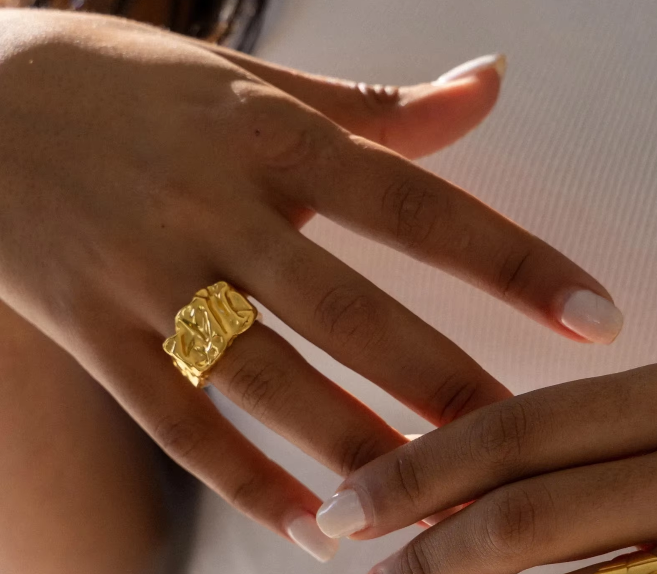Milla Crumpled Chunky Ring / 18K Gold Plated - Nina Kane Jewellery