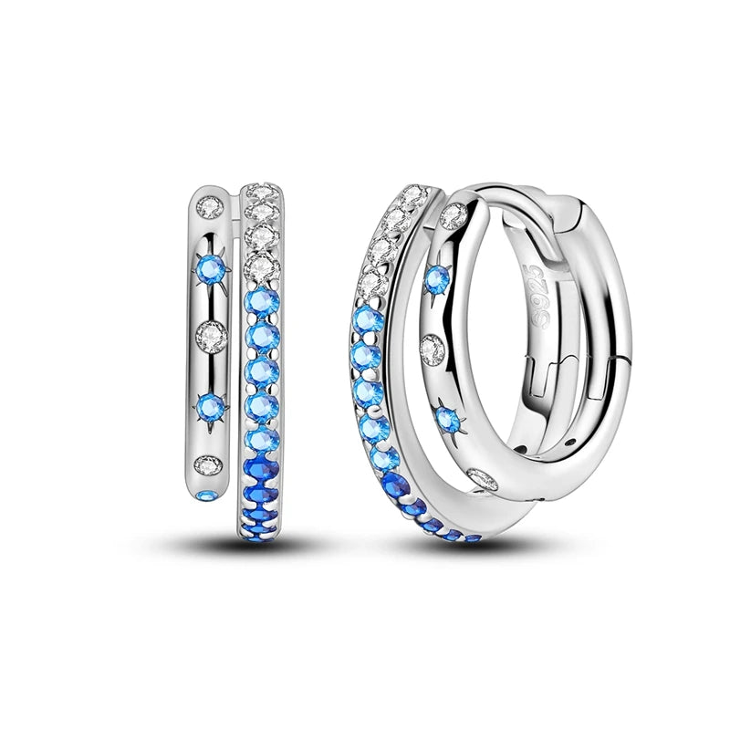 Caldera Double Hoop Earrings / 925 Sterling Silver - Nina Kane Jewellery