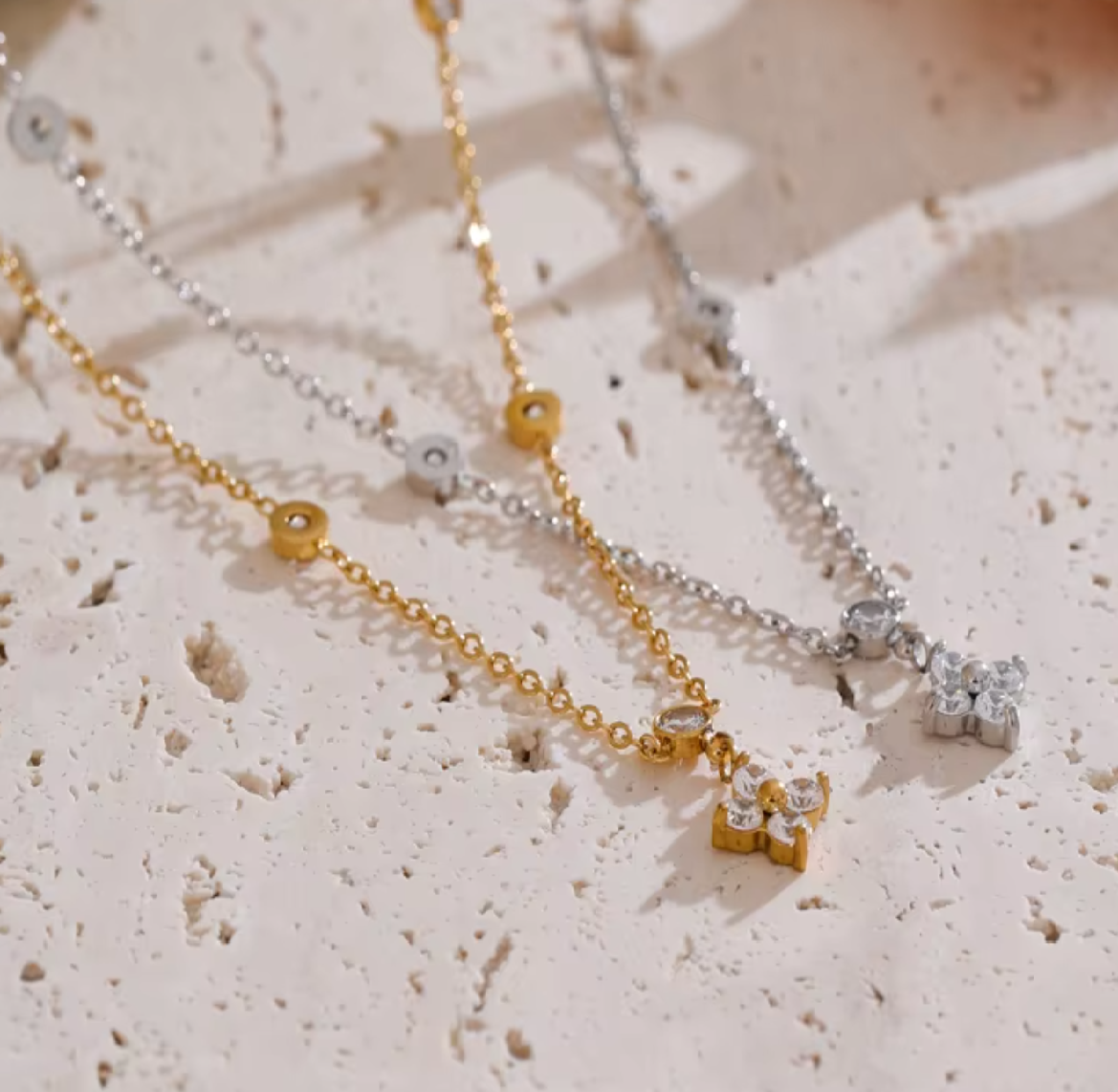 Gaia Clover Necklaces / 18K Gold Plated - Nina Kane Jewellery