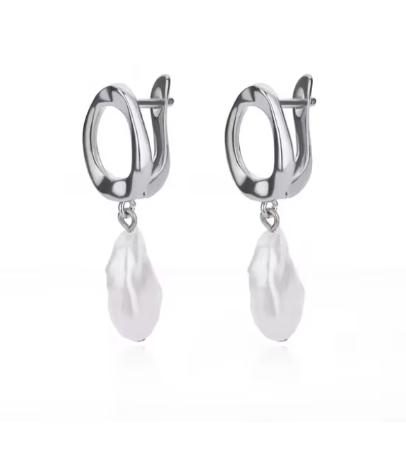 Amelie Pearl Earrings / Stainless Steel - Nina Kane Jewellery
