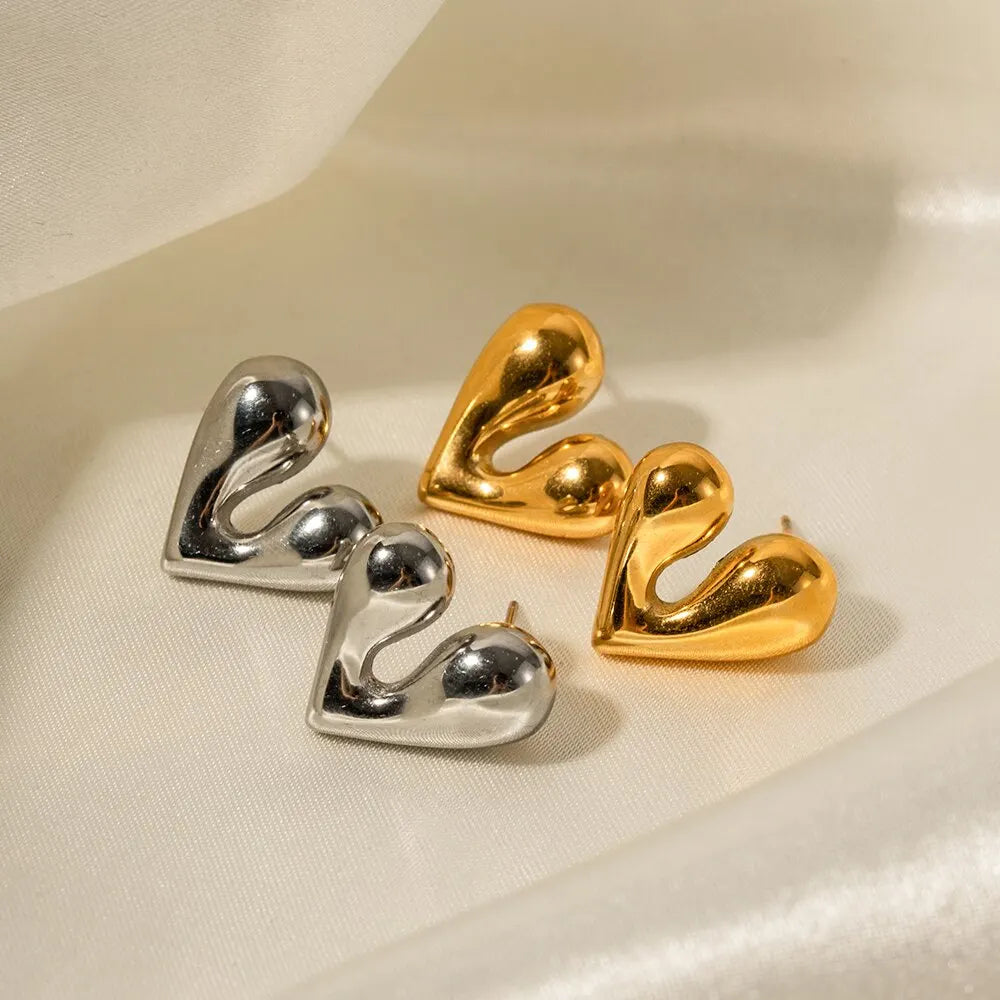 Maribel Heart Earrings / Stainless Steel - Nina Kane Jewellery