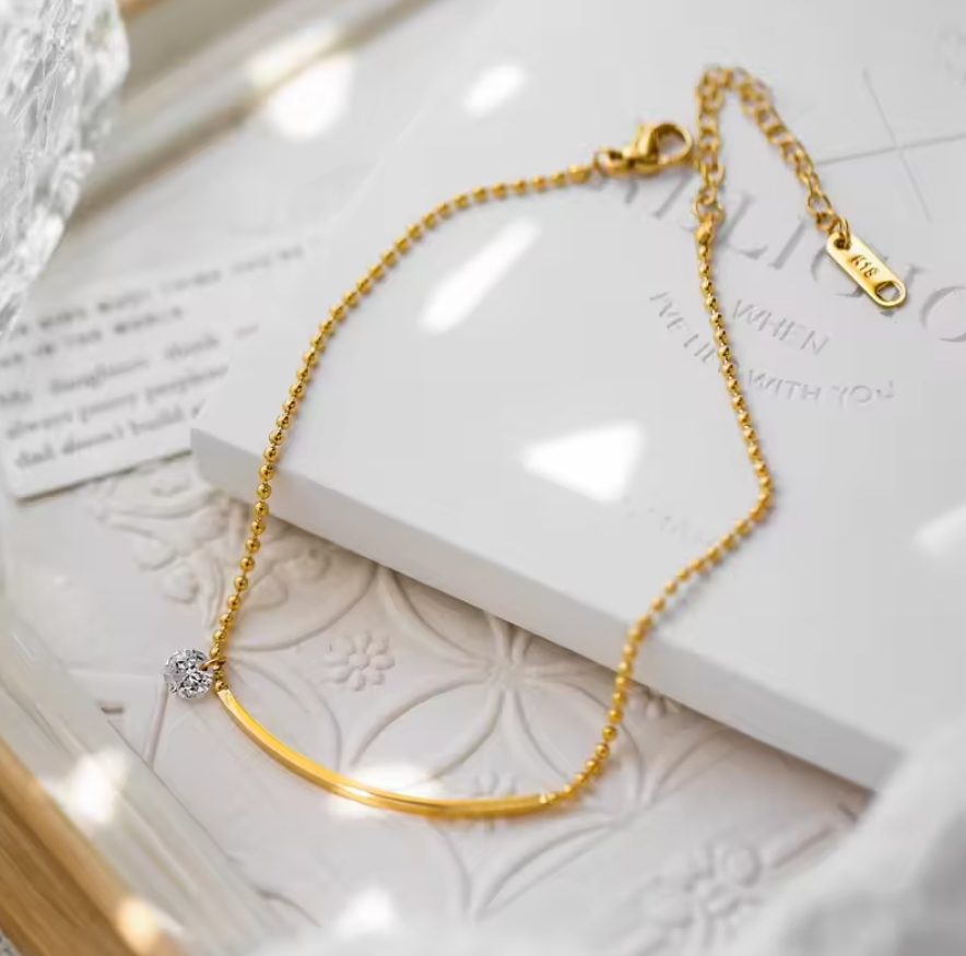 Danni Summer Beaded Anklet / 18k Gold Plated - Nina Kane Jewellery