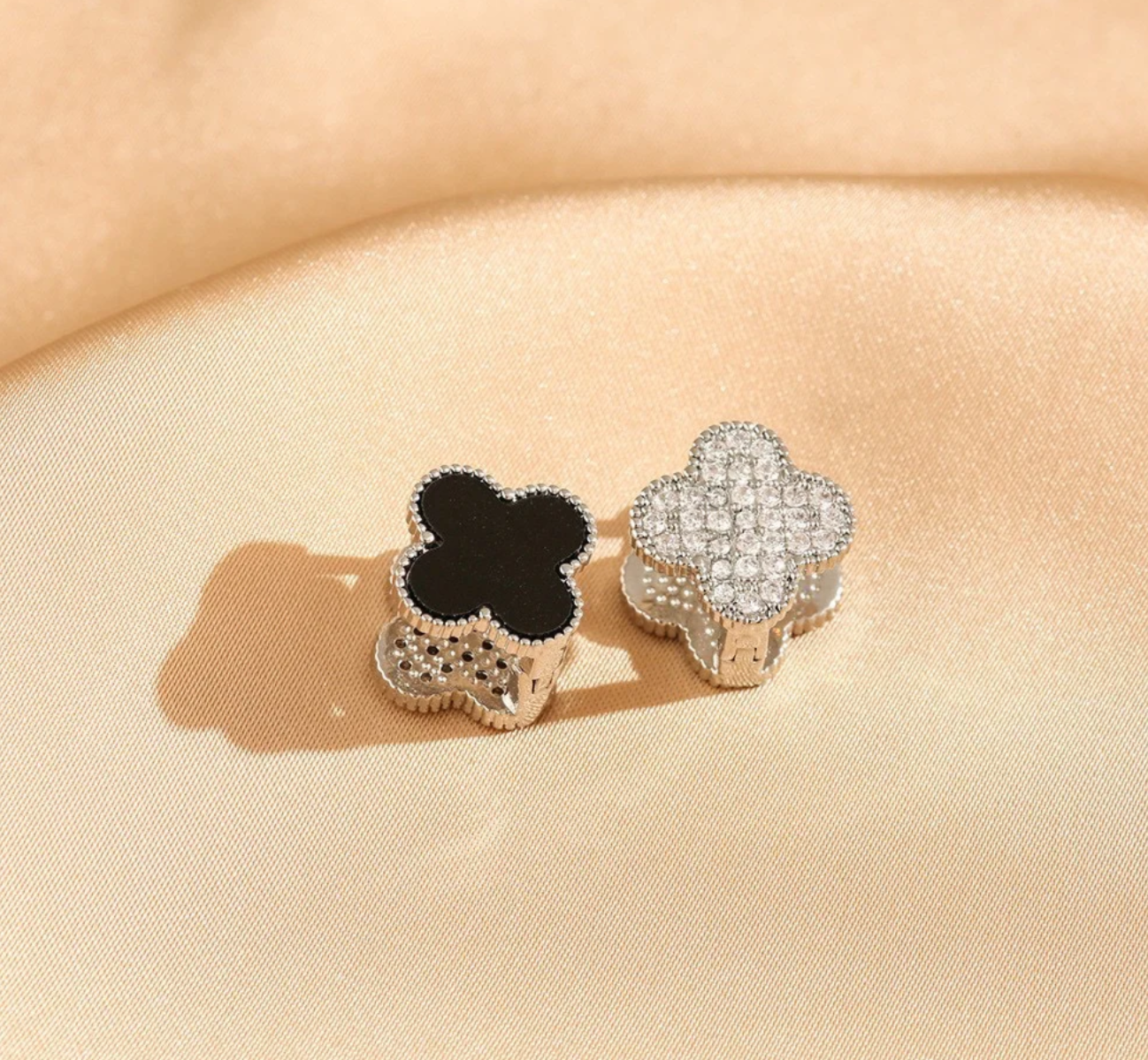 Astoria Double Sided Clover Earrings / 18K Gold Plated - Nina Kane Jewellery