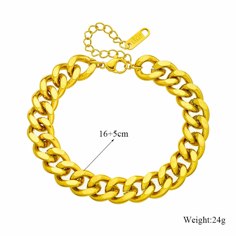Cantana Cuban Link Bracelet / 18K Gold Plated - Nina Kane Jewellery