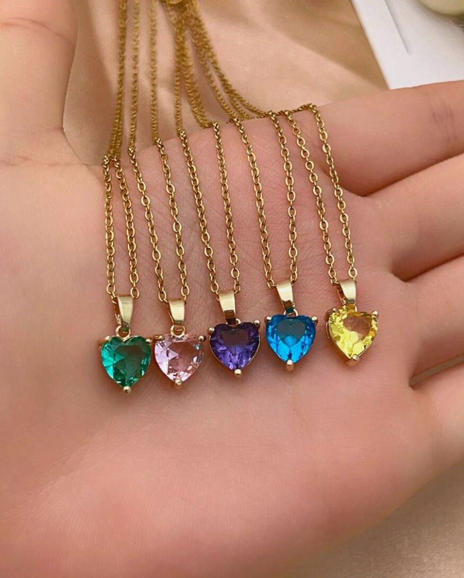 Deborah Zirconia Heart Pendants / Stainless Steel - Nina Kane Jewellery