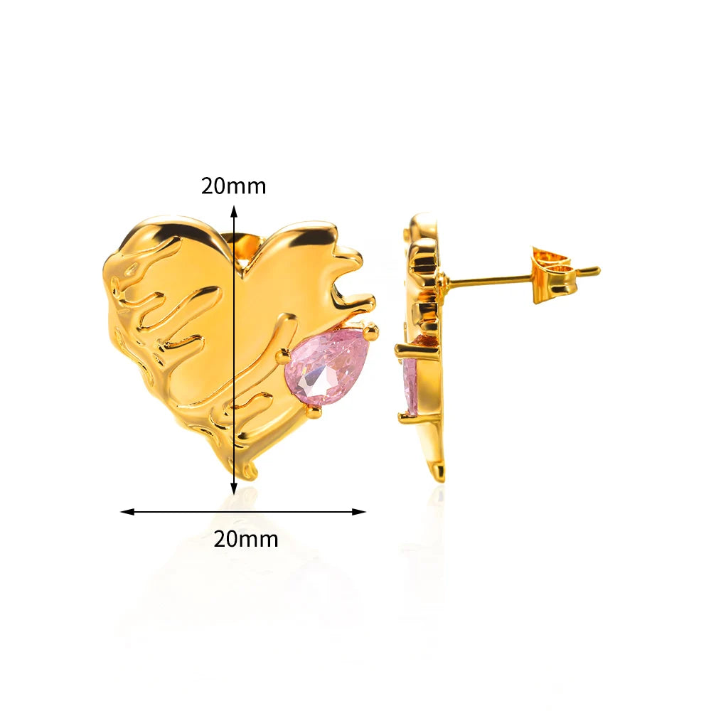 Augusta Melting Heart Earrings / Stainless Steel - Nina Kane Jewellery