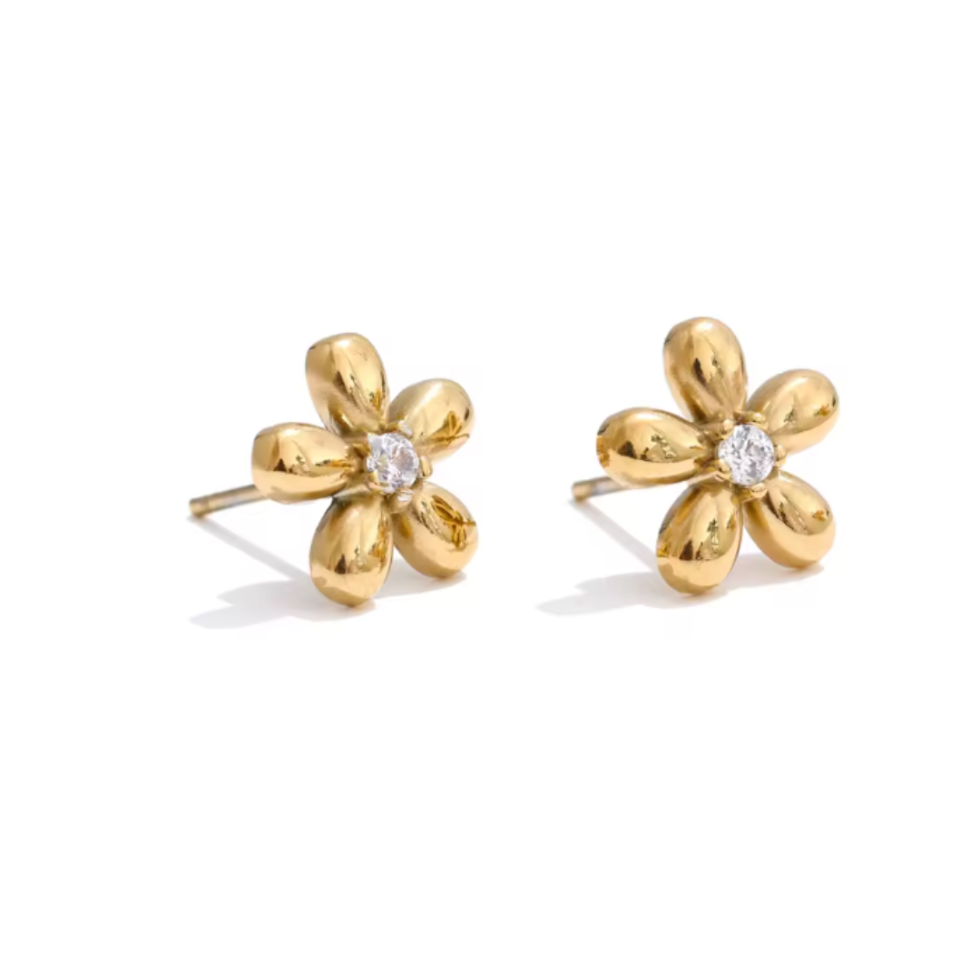 The Courtney Blossom Studs / 18K Gold Plated - Nina Kane Jewellery