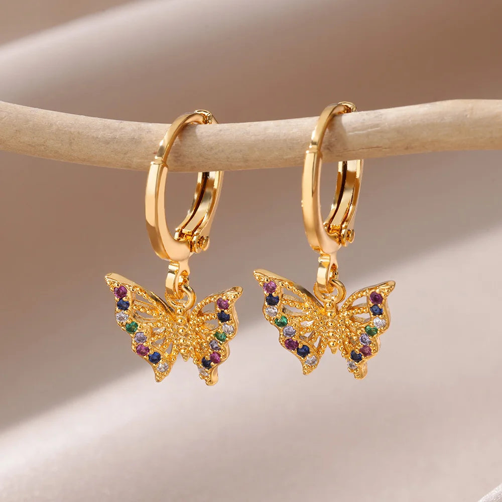 Briar Butterfly Hoop Earrings / Stainless Steel - Nina Kane Jewellery