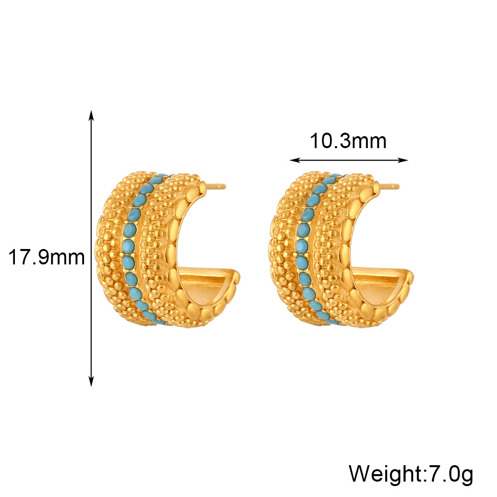 Athens Chunky Beaded Hoop Earrings / 18K Gold Plated