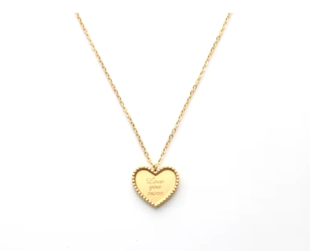 "Love You More" Heart Necklace / 18K Gold Plated - Nina Kane Jewellery