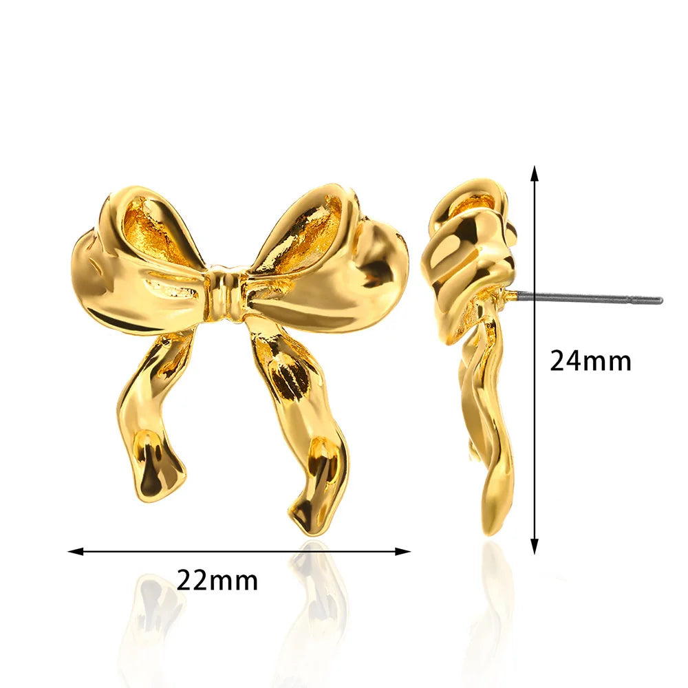 Amy Bow Earrings / Stainless Steel - Nina Kane Jewellery