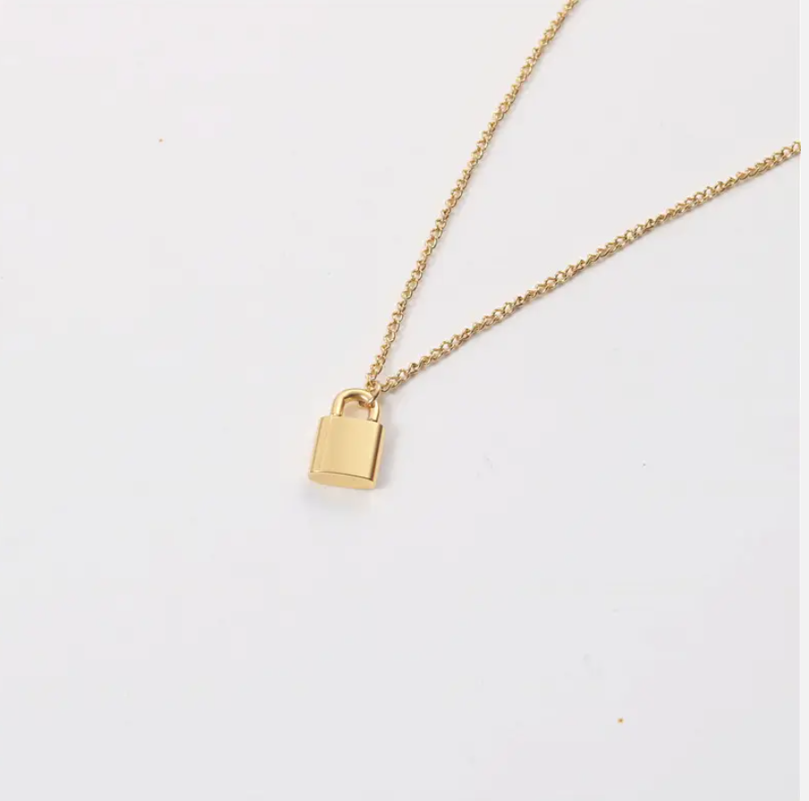 Willa Padlock Necklace / 18K Gold Plated - Nina Kane Jewellery