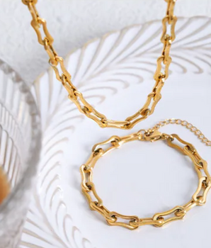 Wendy Geometric Chain Necklace / 18K Gold Plated - Nina Kane Jewellery