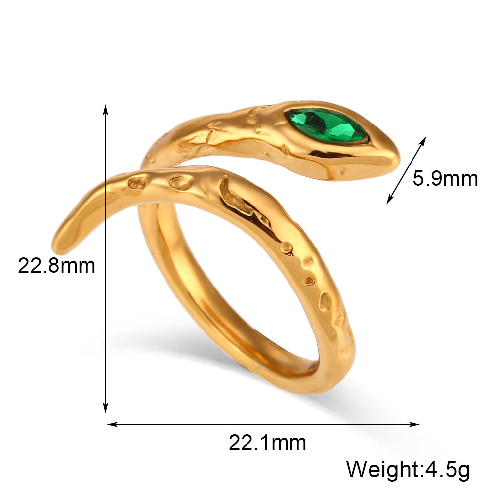 Stacey Zircon Diamond Snake Rings / 18K Gold Plated