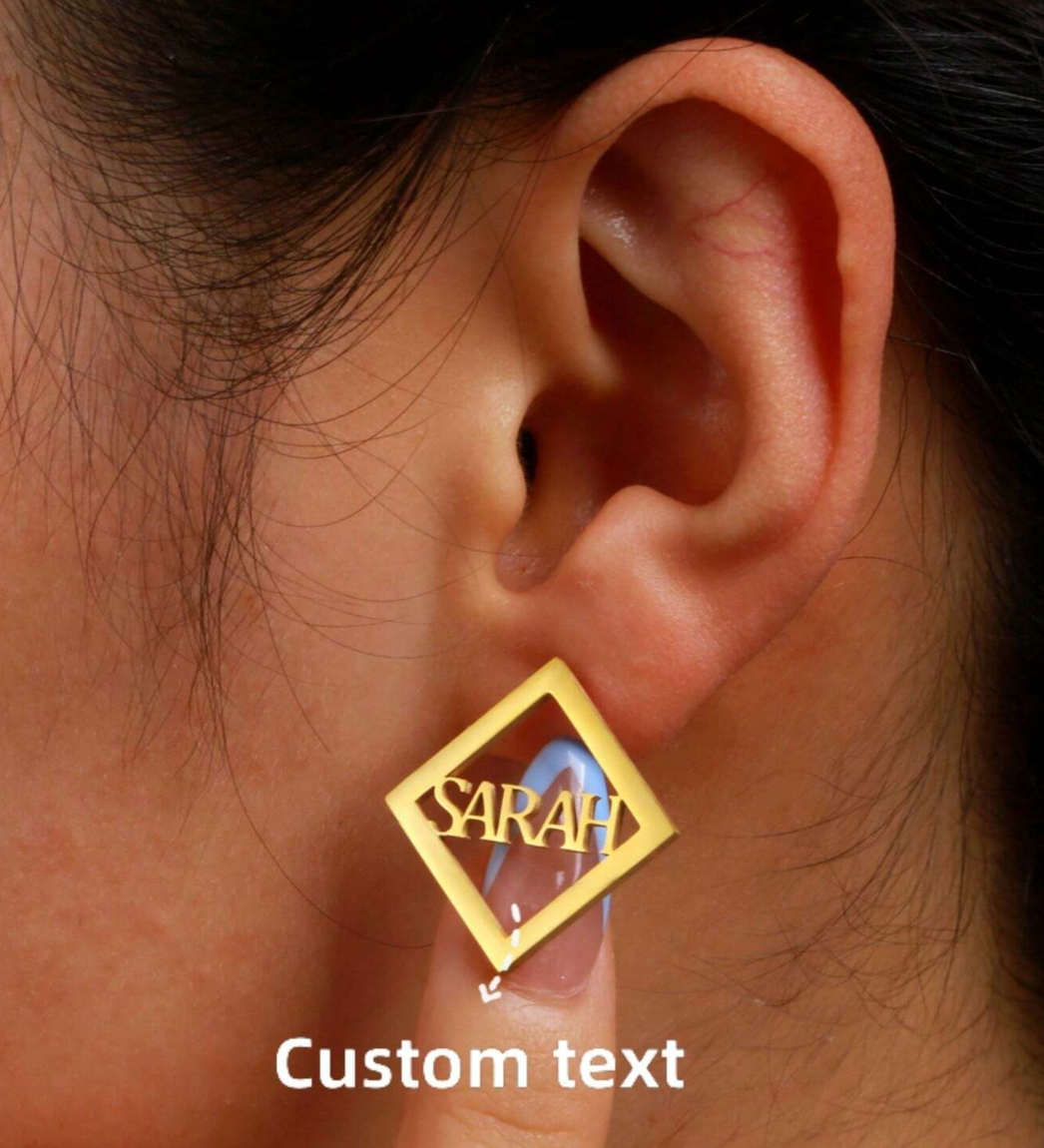 Sarah Customised Stud Earrings / 18K Gold Plated - Nina Kane Jewellery