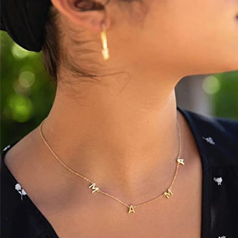 MAMA Letter Pendant / 14K Gold Plated - Nina Kane Jewellery