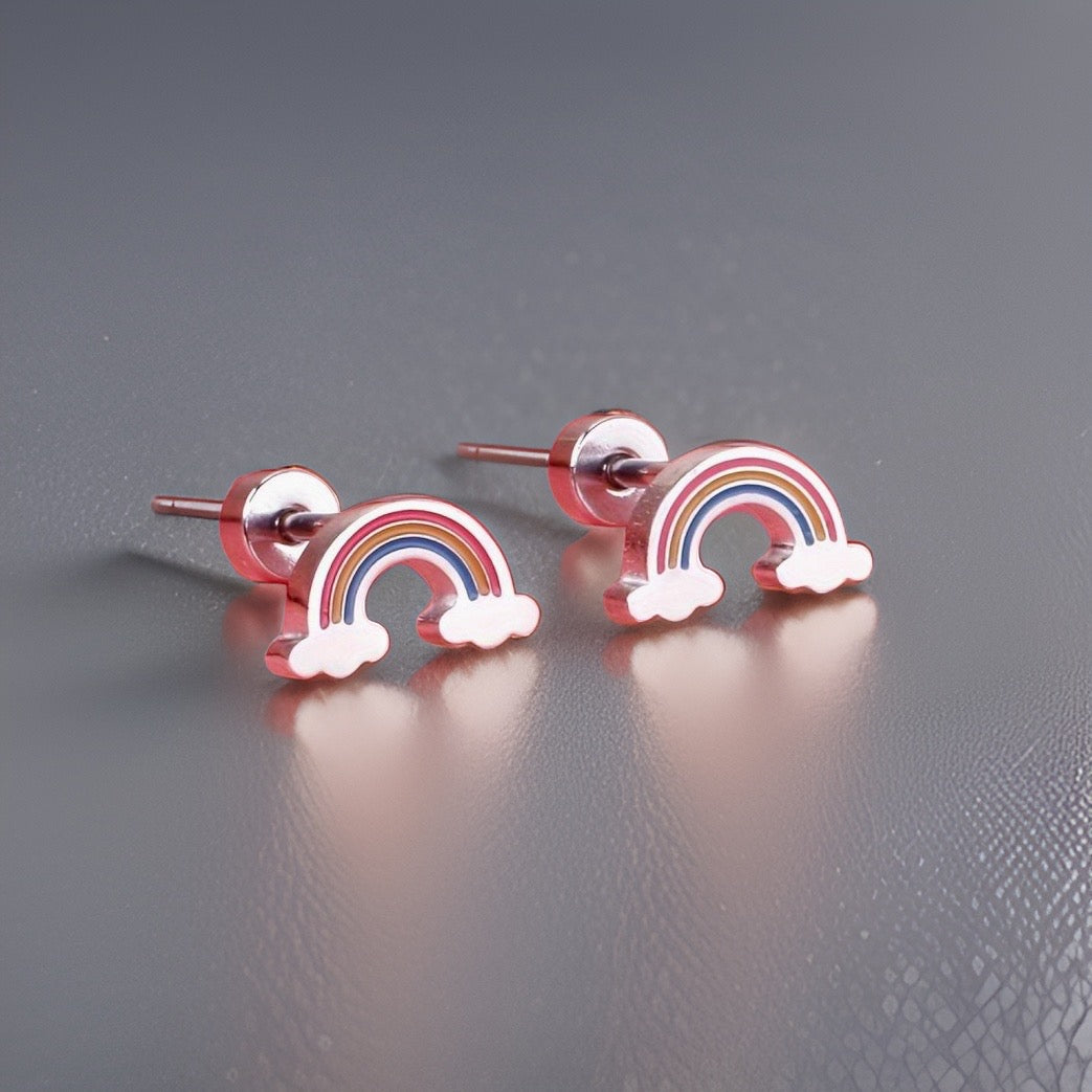 Niesha Rainbow Screw Studs / Stainless Steel - Nina Kane Jewellery