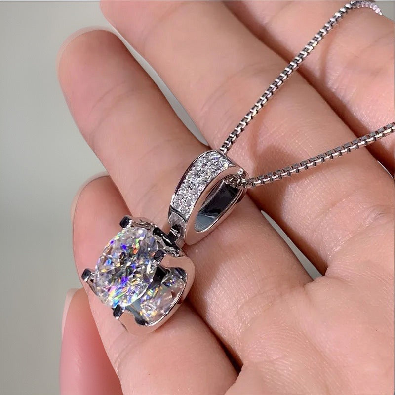 Rosalie Square Diamond Necklace / 925 Silver Plated - Nina Kane Jewellery