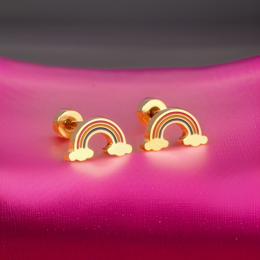 Niesha Rainbow Screw Studs / Stainless Steel - Nina Kane Jewellery