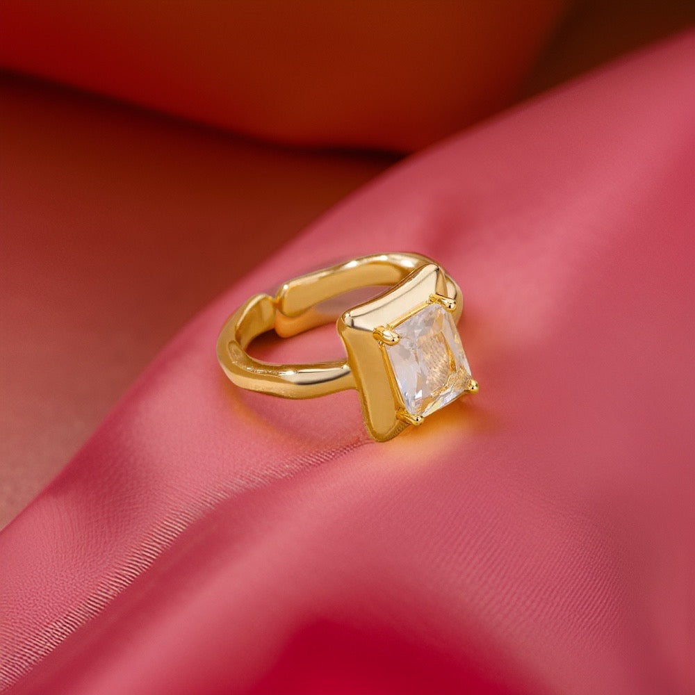 Emily Square Zircon Rings / Stainless Steel - Nina Kane Jewellery
