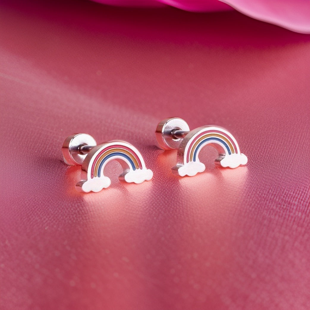 Niesha Rainbow Screw Studs / Stainless Steel - Nina Kane Jewellery