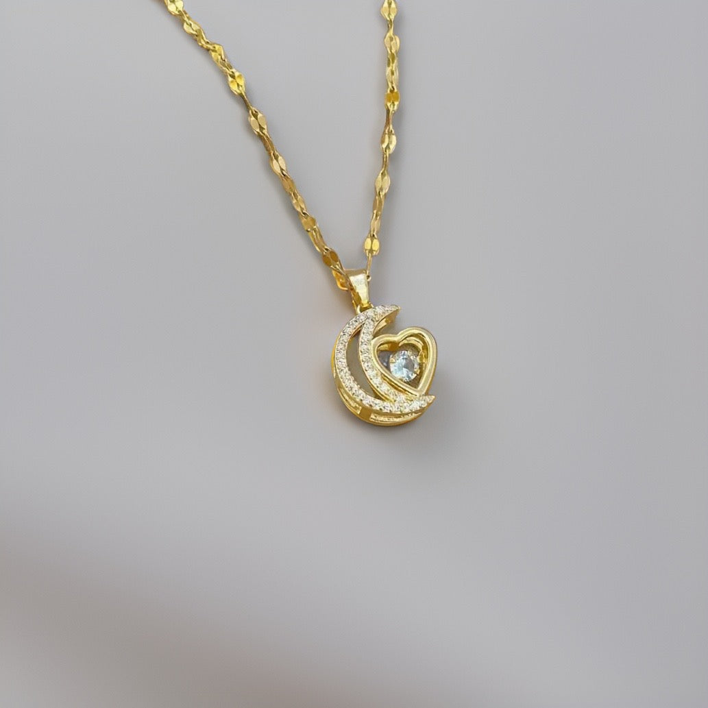 Collette Moon Heart Pendant / Stainless Steel - Nina Kane Jewellery