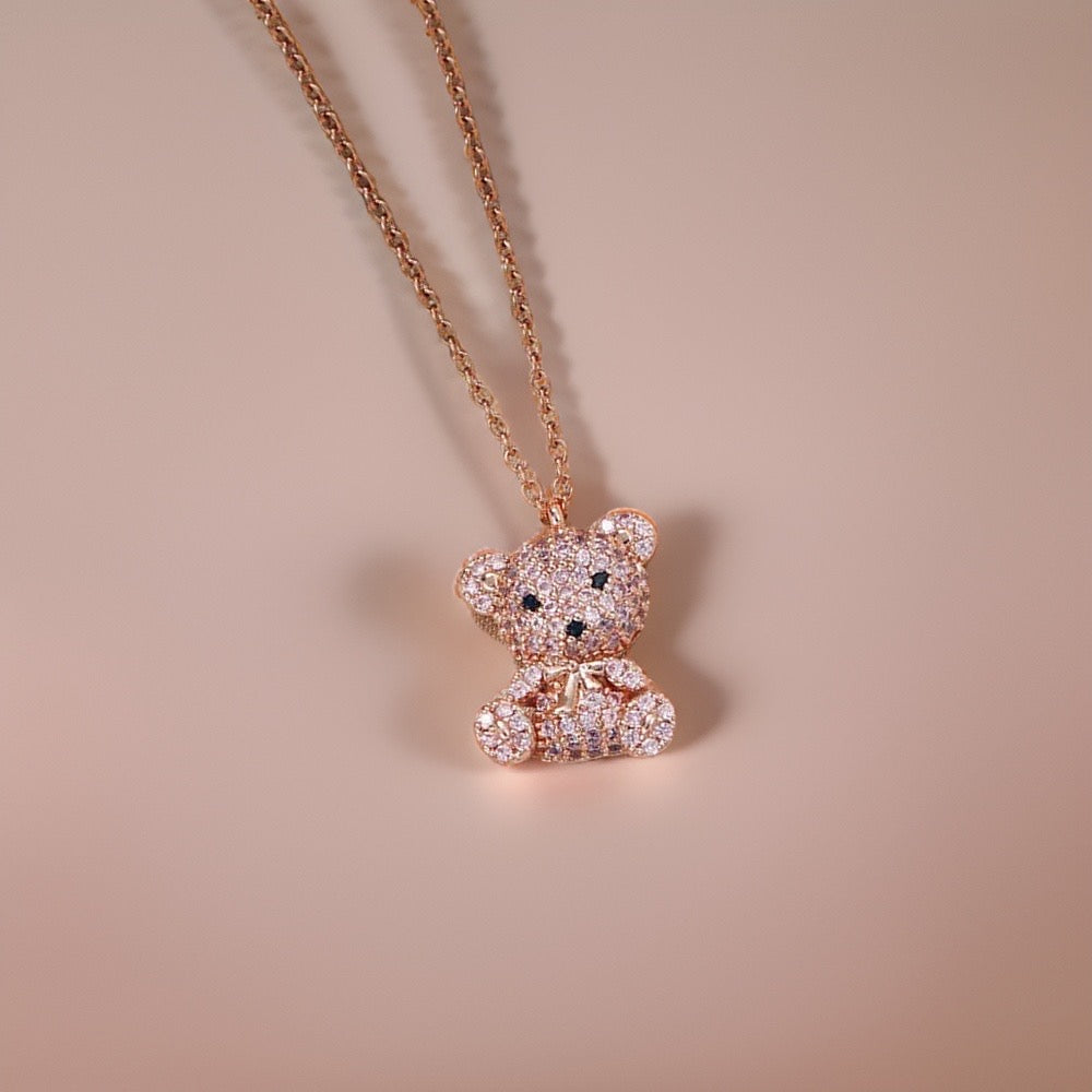Venice Diamond Teddy Bear Pendants / Stainless Steel - Nina Kane Jewellery