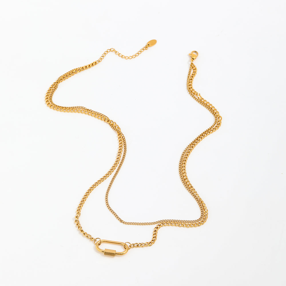 Ruth Double Chain Lock necklace / 18K Gold Plated