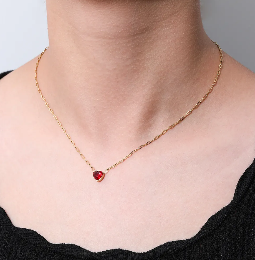 Katia Red Heart Pendant / 18K Gold Plated - Nina Kane Jewellery