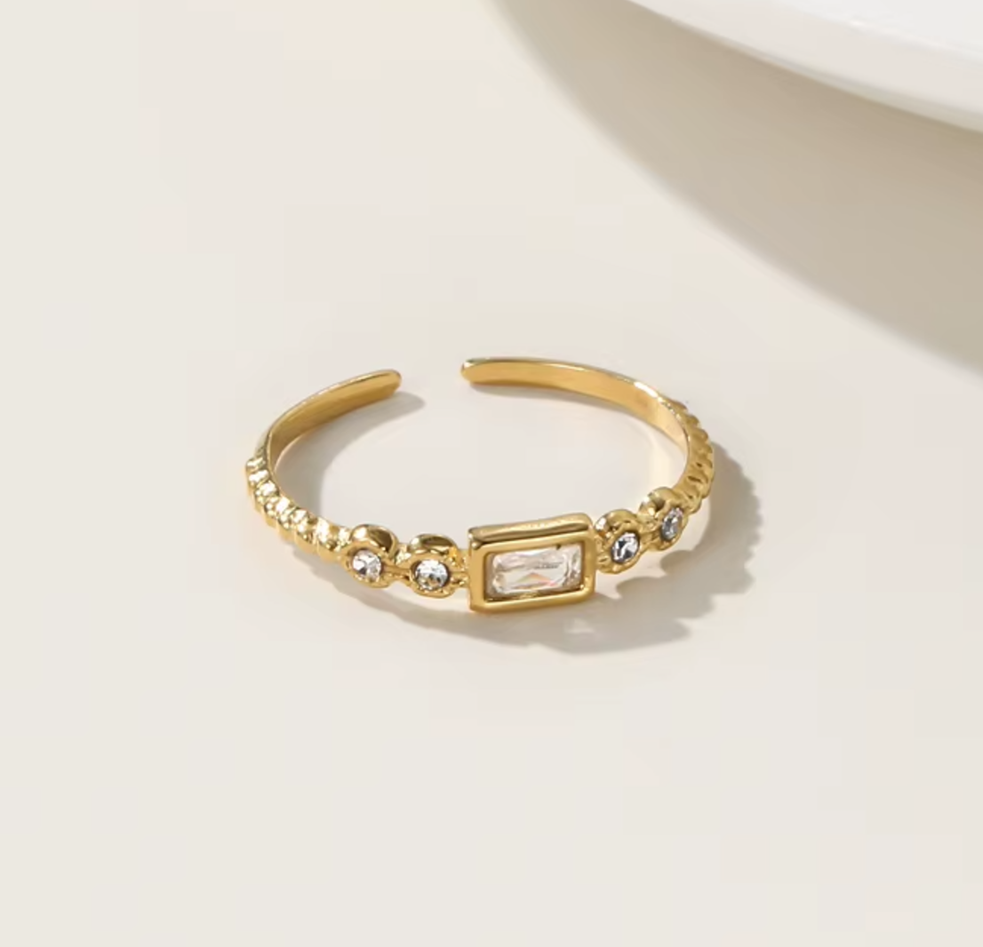 Lagertha Crystal Ring / 18K Gold Plated - Nina Kane Jewellery