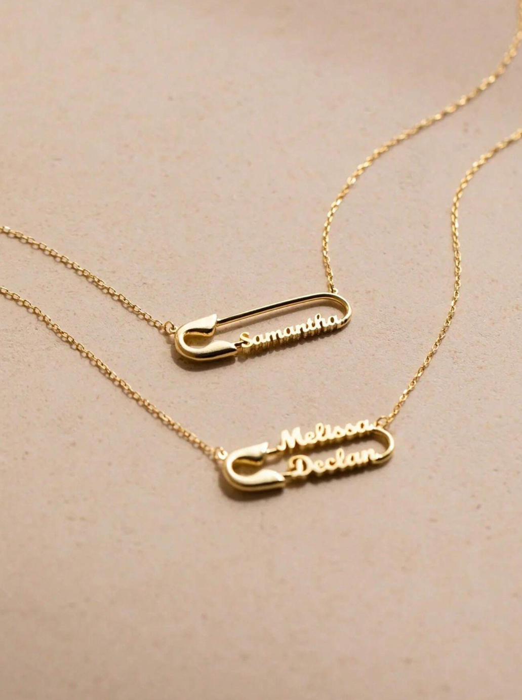 Personalised Safety Pin Name Necklace / Stainless Steel - Nina Kane Jewellery