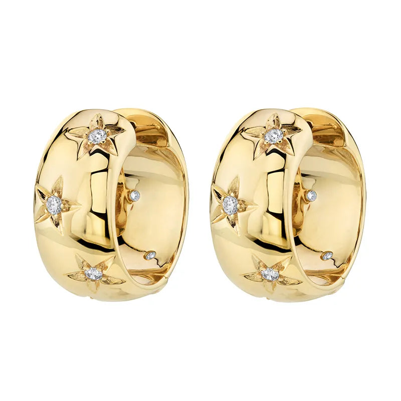 Beatrix Zircon Star Hoops / 18K Gold Plated - Nina Kane Jewellery