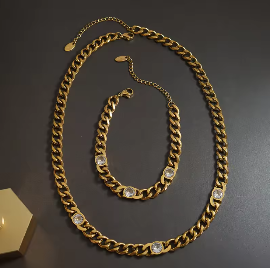 Madeira Chunky Cuban Bracelet / 18K Gold Plated - Nina Kane Jewellery