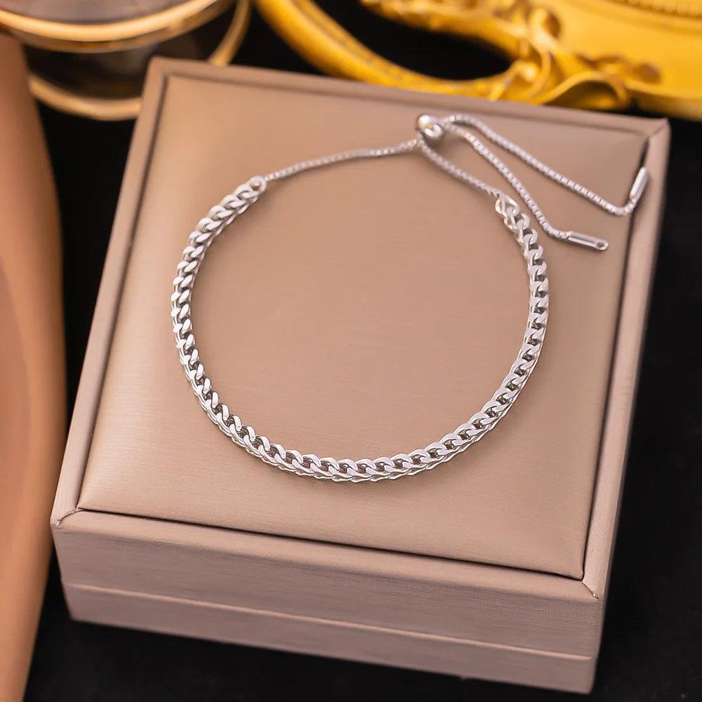 Delicate Cuban Link Bracelet / Stainless Steel - Nina Kane Jewellery