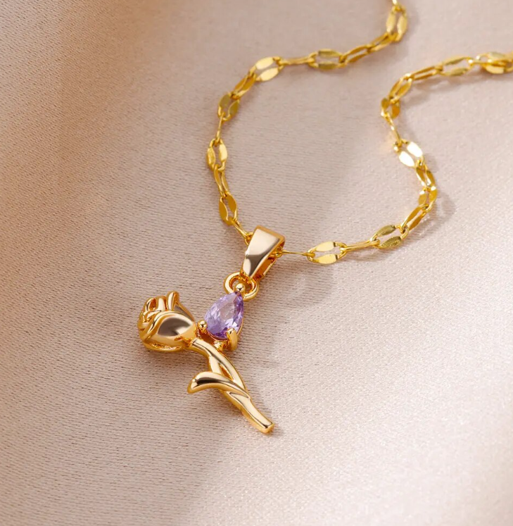 Serena Rose Crystal Necklaces / Stainless Steel - Nina Kane Jewellery