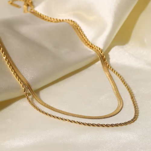 Emma Double Layered Necklace – 18K Gold Plated - Nina Kane Jewellery