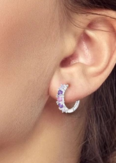 Toscana Pink & Purple Hoops / 925 Sterling Silver - Nina Kane Jewellery