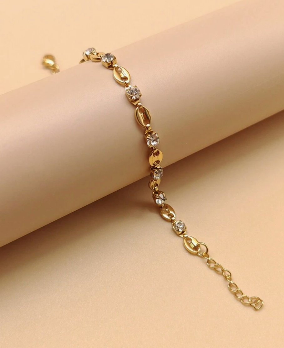 Sonia Coffee Bean Bracelet / 18K Gold Plated - Nina Kane Jewellery