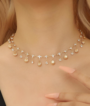 Santorini Shell & Diamond Neclace / 18K Gold Plated - Nina Kane Jewellery