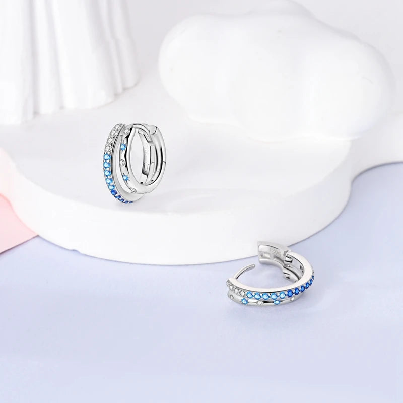 Caldera Double Hoop Earrings / 925 Sterling Silver - Nina Kane Jewellery