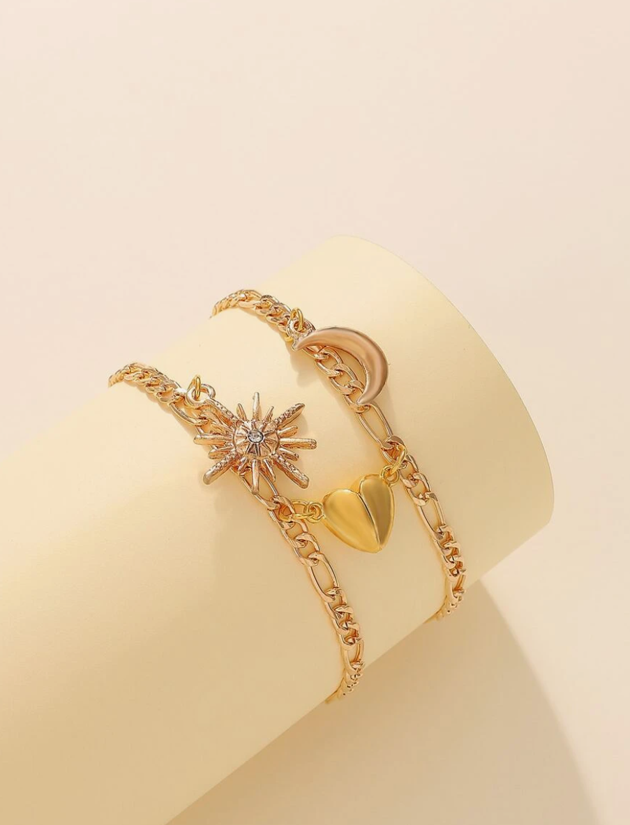 Sun & Moon Friendship Bracelets / 14K Gold Plated - Nina Kane Jewellery