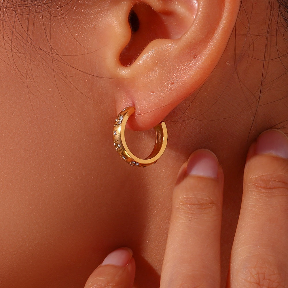 Alameda Diamond Moon & Sun Earrings / 18K Gold Plated