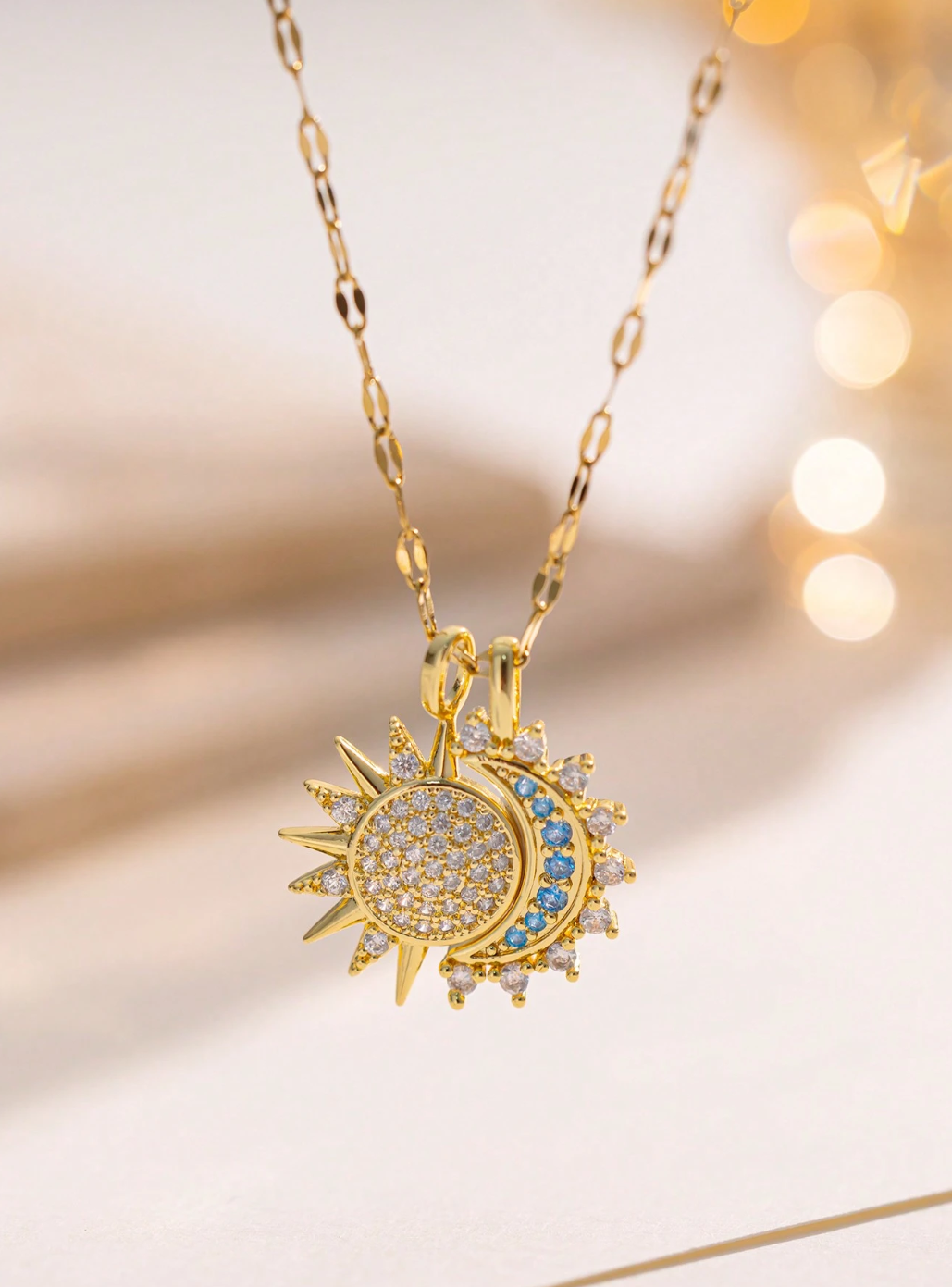 The Sun & Moon Double Necklaces / 18K Gold Plated - Nina Kane Jewellery