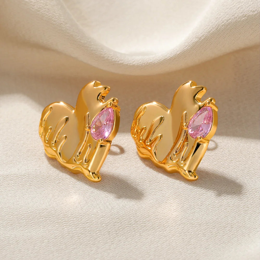 Augusta Melting Heart Earrings / Stainless Steel - Nina Kane Jewellery