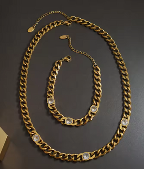 Madeira Chunky Cuban Necklace / 18K Gold Plated - Nina Kane Jewellery